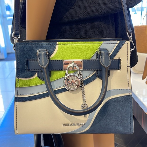 Michael Kors Hamilton Small Satchel Shoulder Crossbody Bag 
Navy Multi 
NWT - Picture 13 of 16